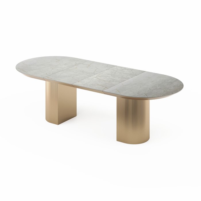 Раздвижной обеденный стол Рана серо-золотого цвета - лучшие Обеденные столы в INMYROOM