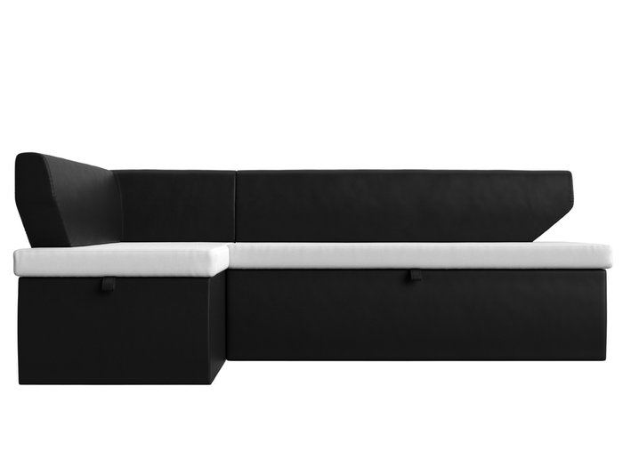 Угловой диван-кровать Омура черно-белого цвета (экокожа) цвета левый угол - купить Угловые диваны по цене 37999.0