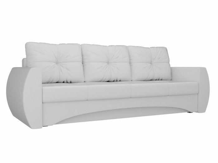 Прямой диван-кровать Сатурн белого цвета (экокожа)