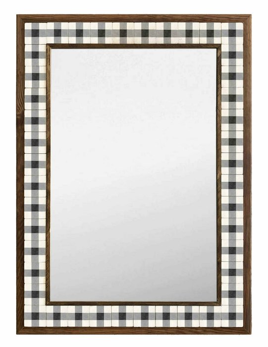 Настенное зеркало 53x73 с каменной мозаикой бело-серого цвета