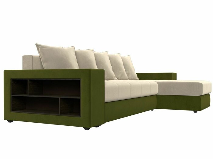 Угловой диван-кровать Дубай бежево-зеленого цвета правый угол - лучшие Угловые диваны в INMYROOM