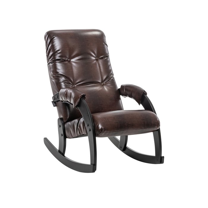 Кресло-качалка Модель 67 в обивке из экокожи темно-коричневого цвета