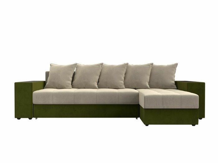 Угловой диван-кровать Дубай бежево-зеленого цвета правый угол - купить Угловые диваны по цене 54999.0