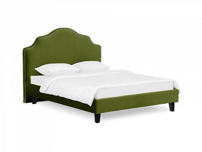 Кровать Queen II Victoria L 160х200 зеленого цвета с ножками черного цвета