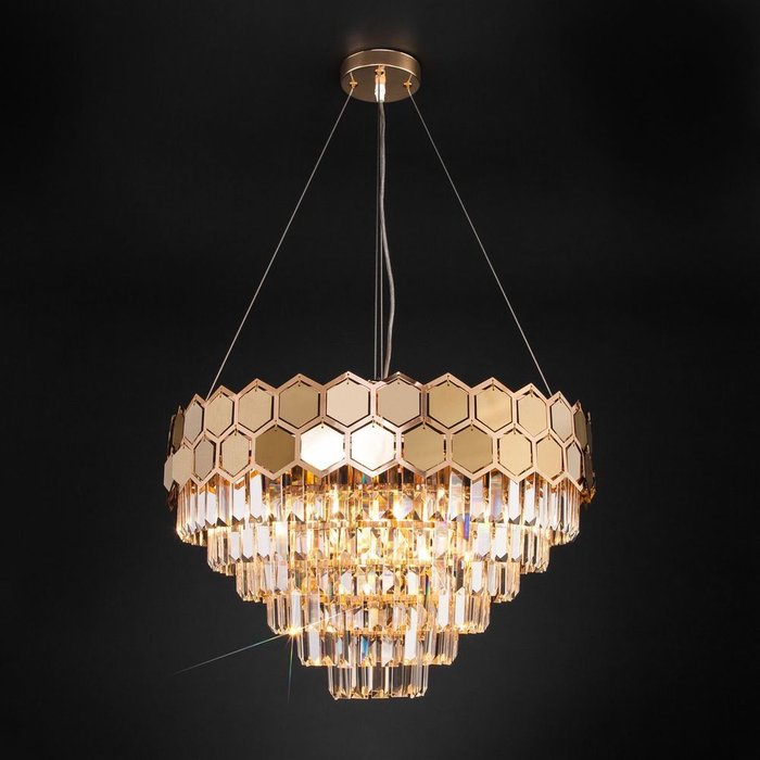 Умный подвесной светильник 10124/8 золото/прозрачный хрусталь Strotskis Smart (10113/8) - купить Подвесные люстры по цене 38300.0