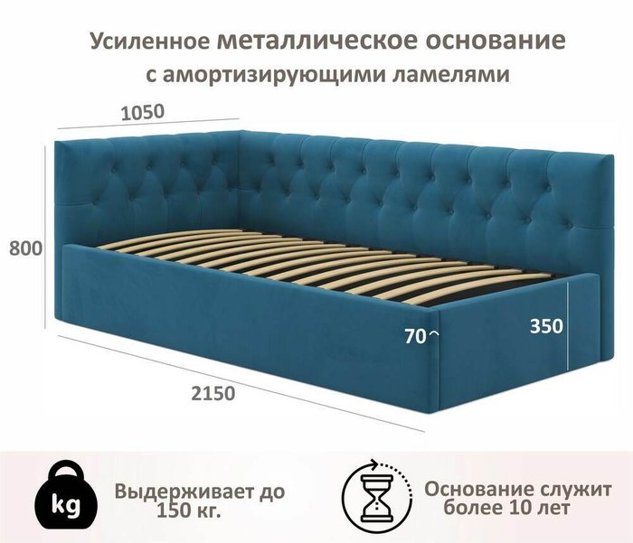 Кровать Afelia 90х200 синего цвета с двумя ящиками и бортиком - лучшие Кровати для спальни в INMYROOM