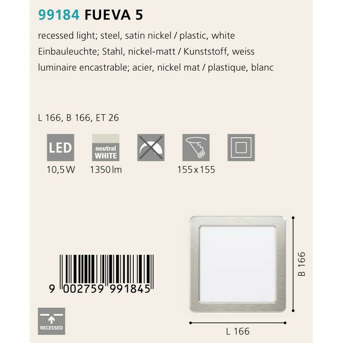 Светильник точечный Eglo Fueva 5 99184 - купить Накладные споты по цене 2490.0