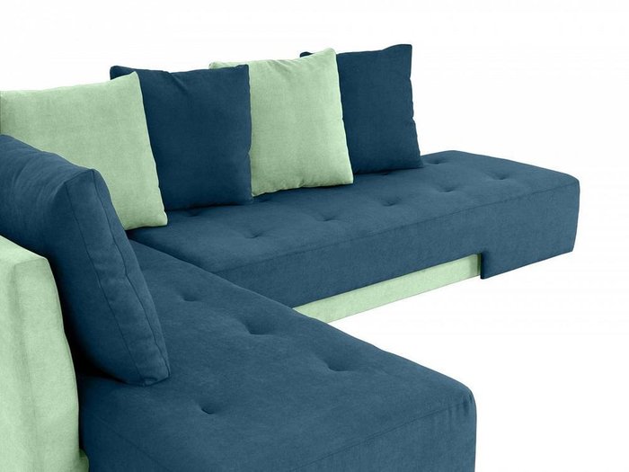 Угловой диван-кровать London сине-салатового цвета - лучшие Угловые диваны в INMYROOM