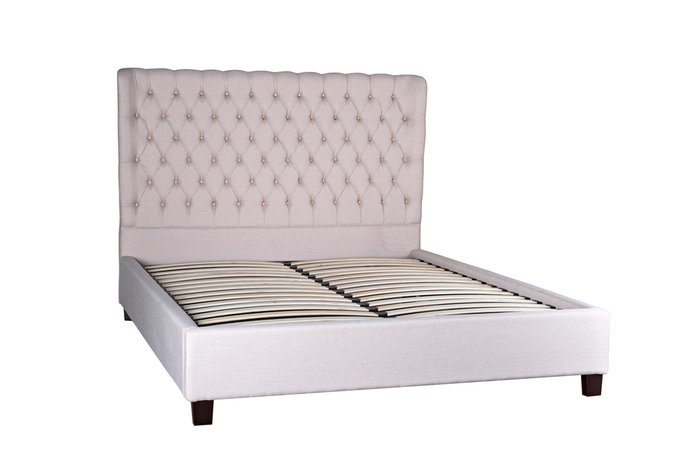 Кровать двуспальная с изголовьем из велюра бежевая 160х200 - купить Кровати для спальни по цене 127020.0