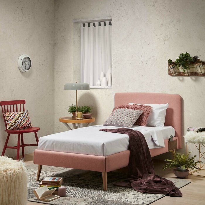 Кровать Lydia розового цвета 90х190 - купить Кровати для спальни по цене 102990.0