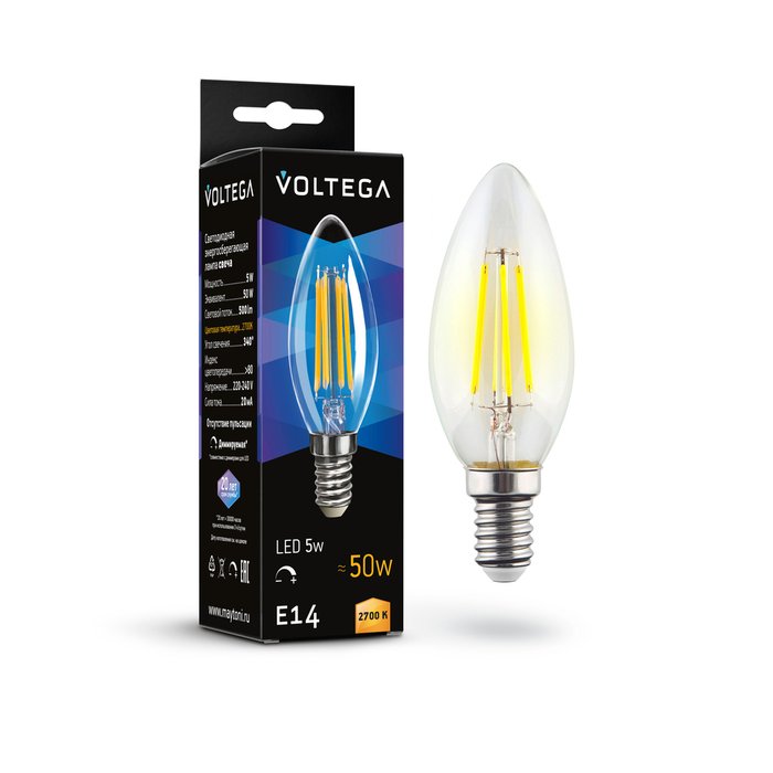 Лампочка Voltega 7199 Candle dim 5W Crystal - купить Лампочки по цене 265.0 Лампочка Voltega 7199 Candle dim 5W Crystal - купить Лампочки по цене 265.0