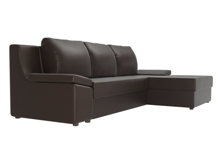 Угловой диван-кровать Челси темно-коричневого цвета (экокожа) - лучшие Угловые диваны в INMYROOM