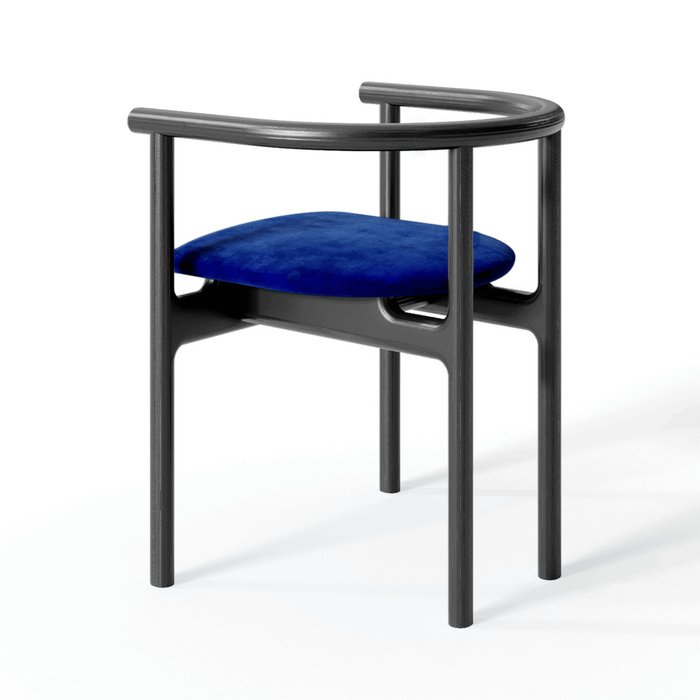 Полукресло Inge black/velvet blue с мягким сидением - лучшие Обеденные стулья в INMYROOM