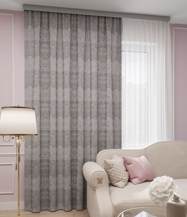 портьера Амелия 180х260 серо-розовый