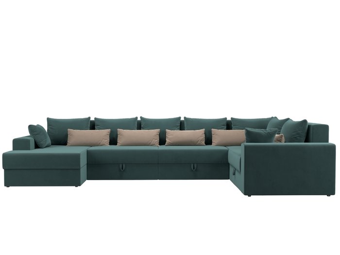 Угловой диван-кровать Мэдисон бирюзово-бежевого цвета - купить Угловые диваны по цене 82990.0