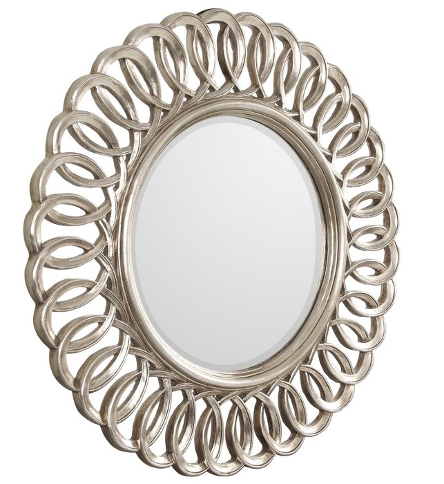 Круглое настенное зеркало в раме Kimberly Silver   - купить Настенные зеркала по цене 30500.0