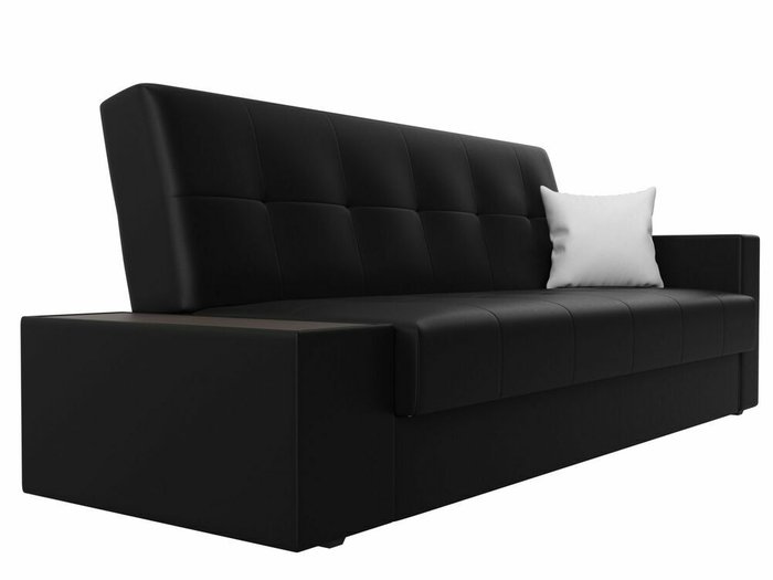 Диван-кровать Лига 020 черного цвета со столом слева (экокожа) - лучшие Прямые диваны в INMYROOM