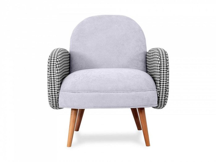 Кресло Bordo светло-серого цвета с коричневыми ножками  - купить Интерьерные кресла по цене 38100.0