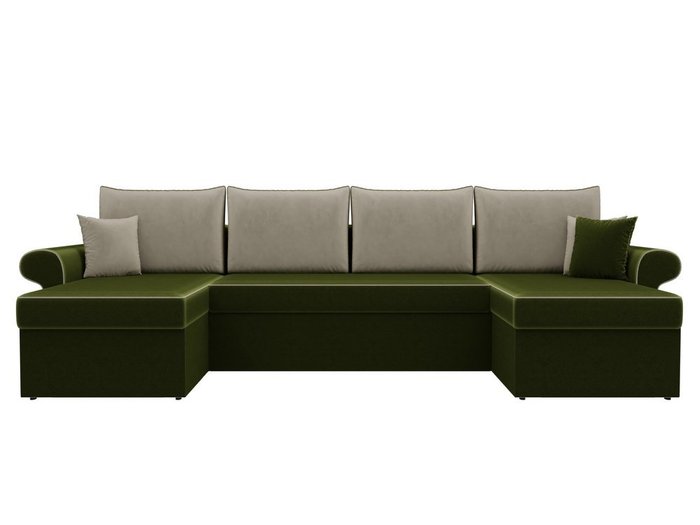 Угловой диван-кровать Милфорд бежево-зеленого цвета - купить Угловые диваны по цене 73990.0