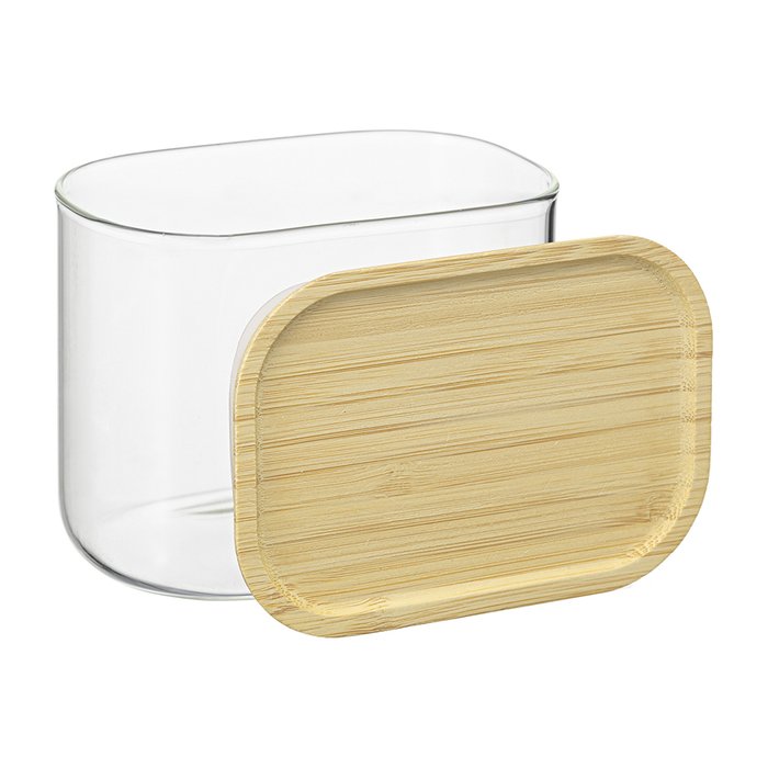 Банка для хранения прямоугольная Glass Bamboo 600 мл - лучшие Емкости для хранения в INMYROOM