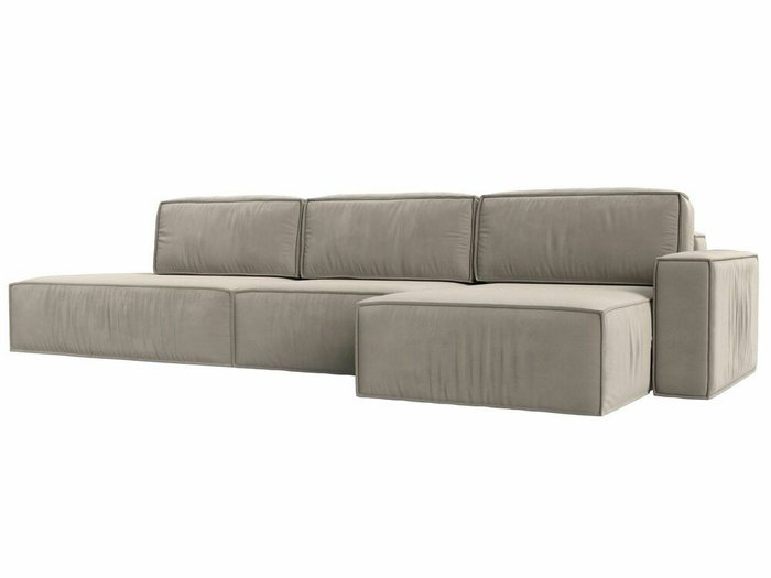 Угловой диван-кровать Прага модерн лонг бежевого цвета правый угол