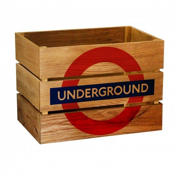 Ящик для хранения Underground из массива дуба с ярким принтом