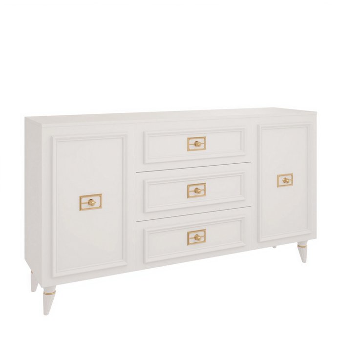 Комод Валенсия белого цвета с золотым