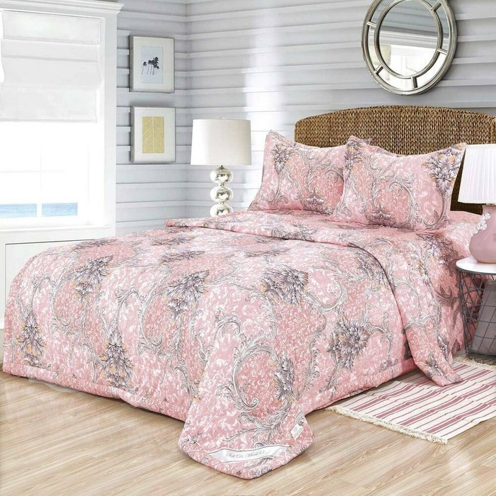 Комплект постельного белья Октавия №9 200х220 розового цвета
