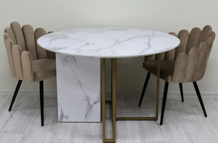 Стол обеденный Веспер со столешницей цвета белый мрамор - лучшие Обеденные столы в INMYROOM