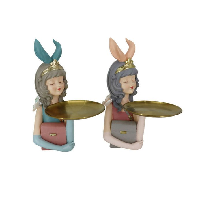 Декоративная фигура DKD Home Decor 23 x 22,5 x 33,2 cm Женщина Розовый Позолоченный (2 штук)