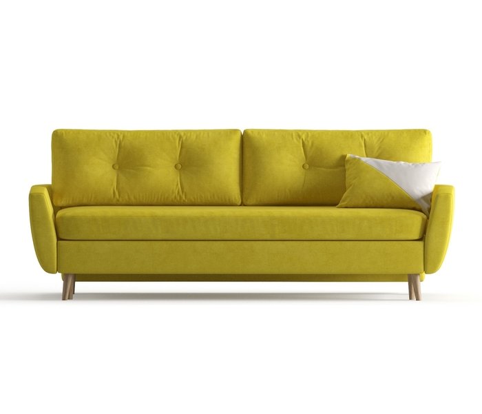 Диван-кровать Авиньон в обивке из велюра Maserati желтого цвета - купить Прямые диваны по цене 36990.0