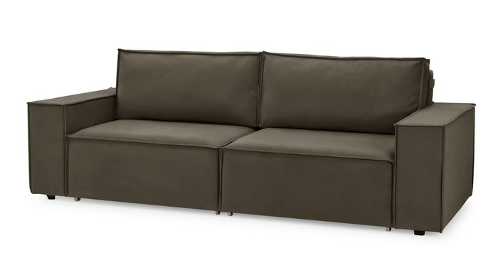 Прямой диван-кровать Софт 2 темно-коричневого цвета - купить Прямые диваны по цене 56500.0