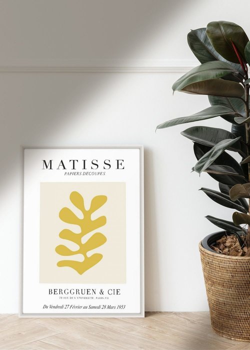 Постер Matisse Papiers Decoupes Yellow 50х70 в раме белого цвета  - купить Принты по цене 7500.0
