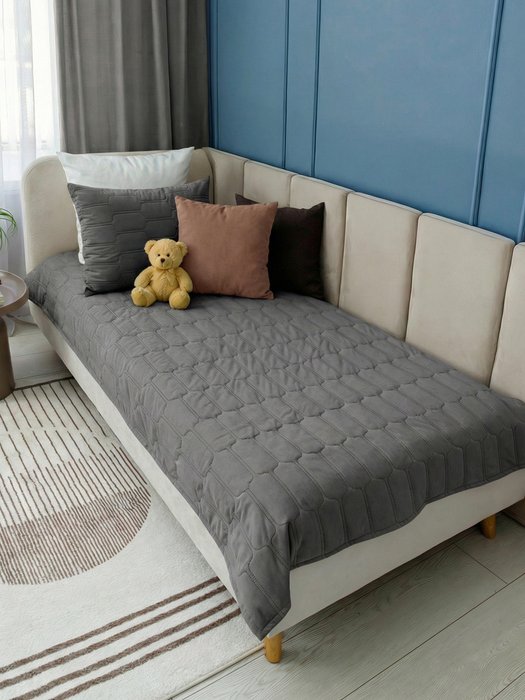 Покрывало Mini Sun 120х200 темно-серого цвета - лучшие Покрывала в INMYROOM