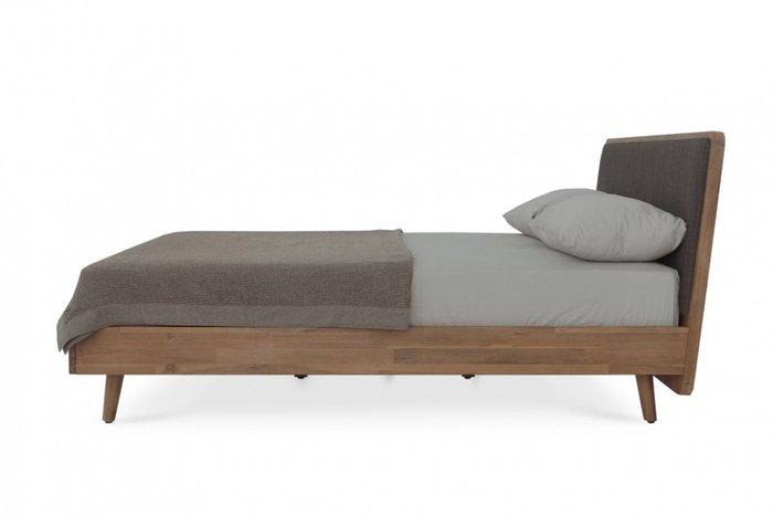 Кровать 160х200 в скандинавском стиле с серым изголовьем  - купить Кровати для спальни по цене 34500.0