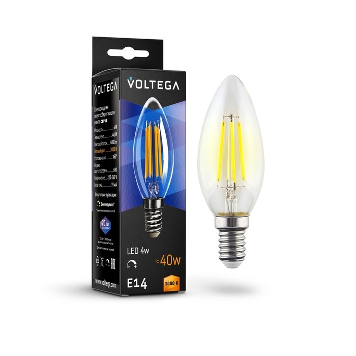 Лампочка Voltega 8460 формы свечи - лучшие Лампочки в INMYROOM