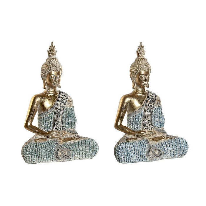 Декоративная фигура DKD Home Decor 23 x 13 x 34 cm Синий Будда бирюзовый Восточный Маринованный (2 штук)