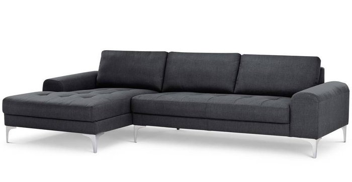 Угловой диван Vittorio левосторонний темно-серого цвета