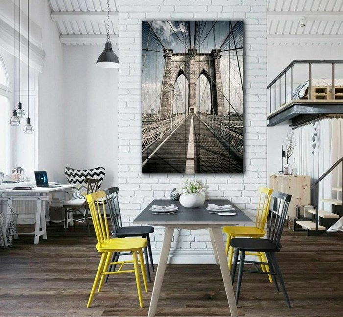 Картина на дереве Бруклинский мост 60х90 см - купить Картины по цене 11990.0