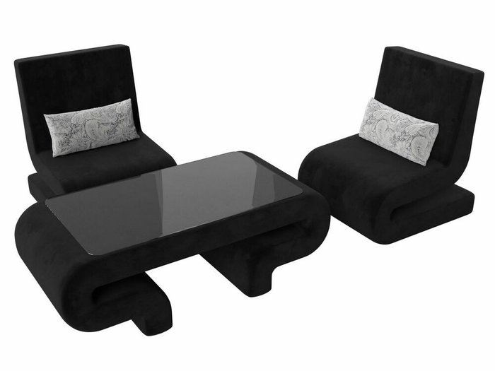 Набор мягкой мебели Волна 3 черного цвета - лучшие Комплекты мягкой мебели в INMYROOM