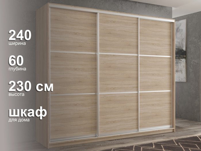 Шкаф-купе Кааппи-4 240 цвета Дуб сонома  - лучшие Шкафы-купе в INMYROOM