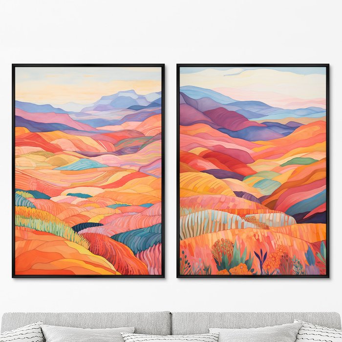 Набор из двух репродукций картин Landscape collection, Patchwork carpet, 2024г. - купить Картины по цене 49998.0