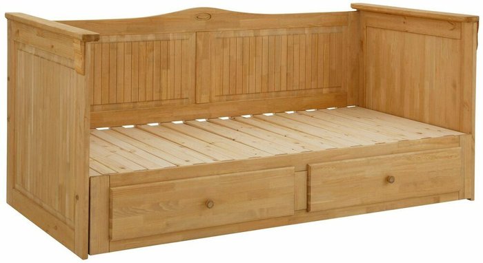 Кровать-тахта из массива сосны Адель 90х200 бежевого цвета - лучшие Кровати для спальни в INMYROOM