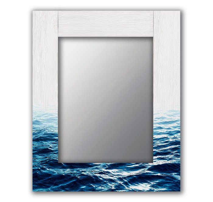 Настенное зеркало Вода 50х65 бело-синего цвета