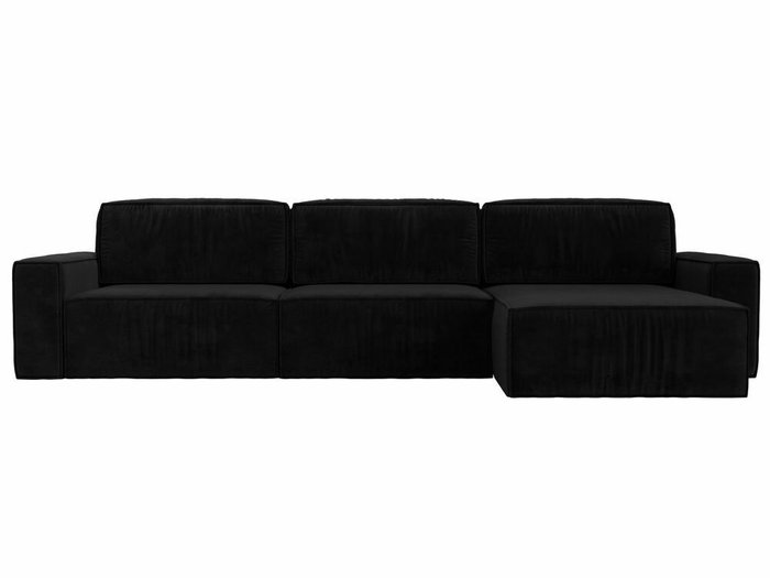 Угловой диван-кровать Прага Классик лонг черного цвета правый угол - купить Угловые диваны по цене 102999.0
