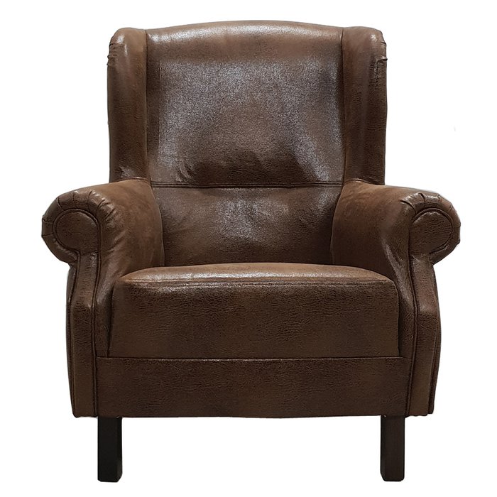 Кресло из экокожи Бизон коричневого цвета