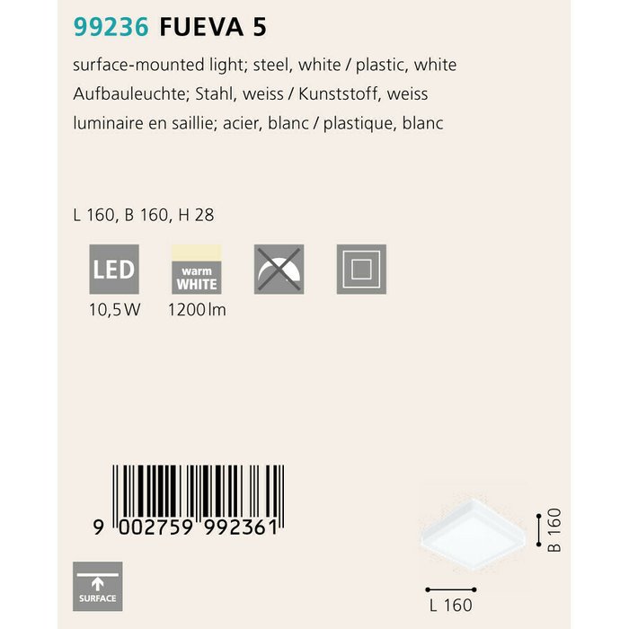 Светильник точечный Fueva белого цвета - купить Потолочные светильники по цене 1990.0