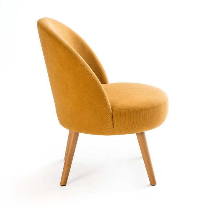 Кресло велюровое в рубчик Lenou желтого цвета - лучшие Интерьерные кресла в INMYROOM