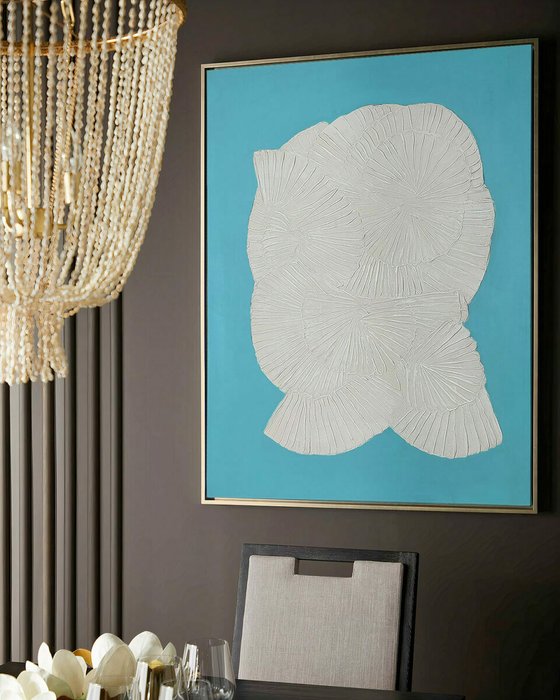 Интерьерная картина Ruffled 85х110 бело-голубого цвета - купить Картины по цене 35500.0