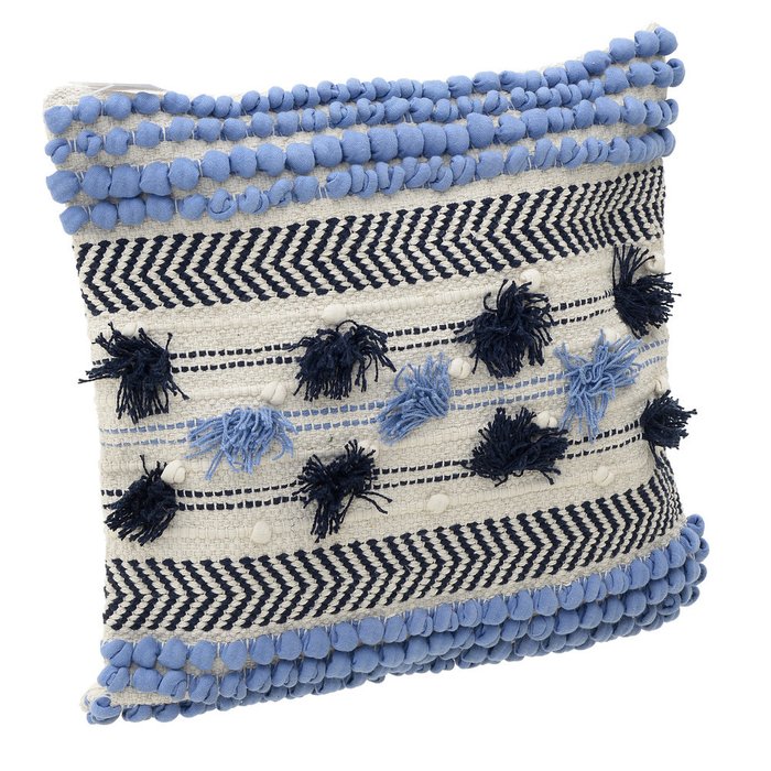 Декоративная подушка бело-голубого цвета 